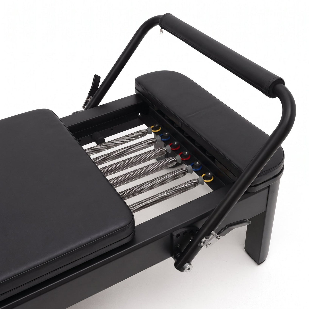 Pilates reformer aluminum total black, footbar and springs