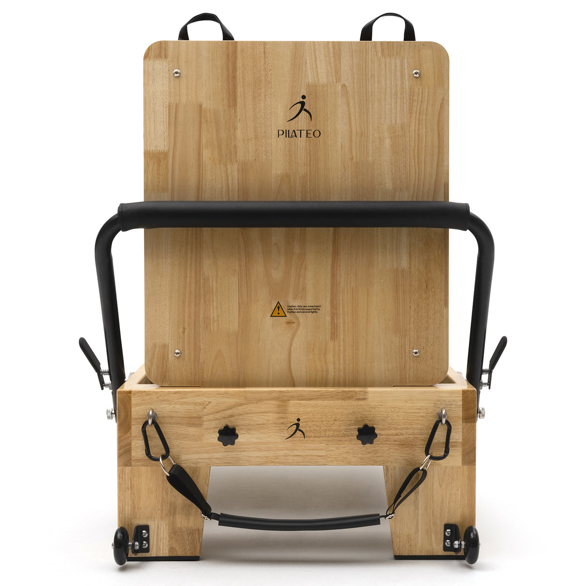 Pilates Reformer Classic Studio black – front view with jumpboard