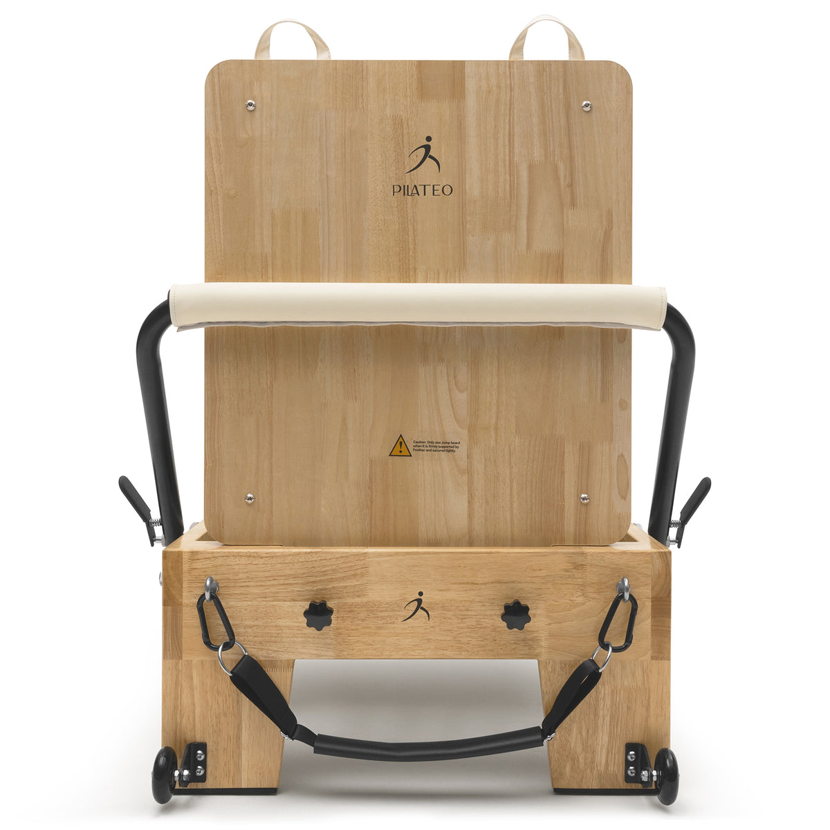 Pilates Reformer Classic Studio milky white – front view with jumpboard