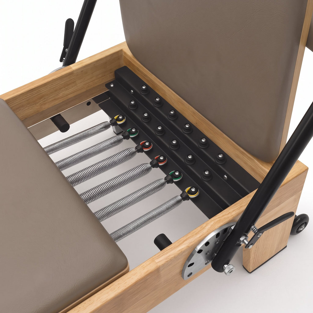 Pilates Reformer Classic Studio, taupe upholstery – colour-coded springs