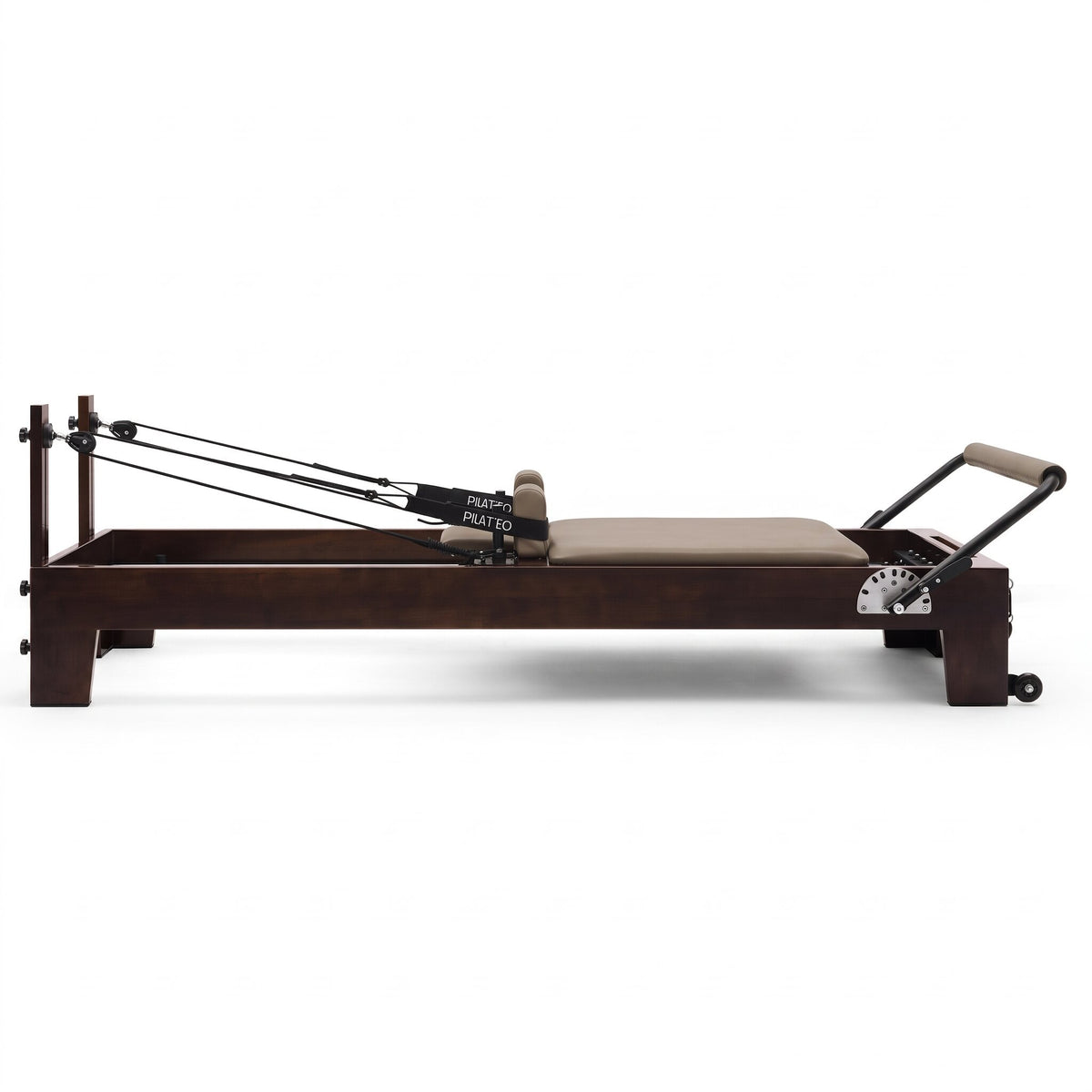 Pilates Reformer Studio Prestige, taupe upholstery – side view