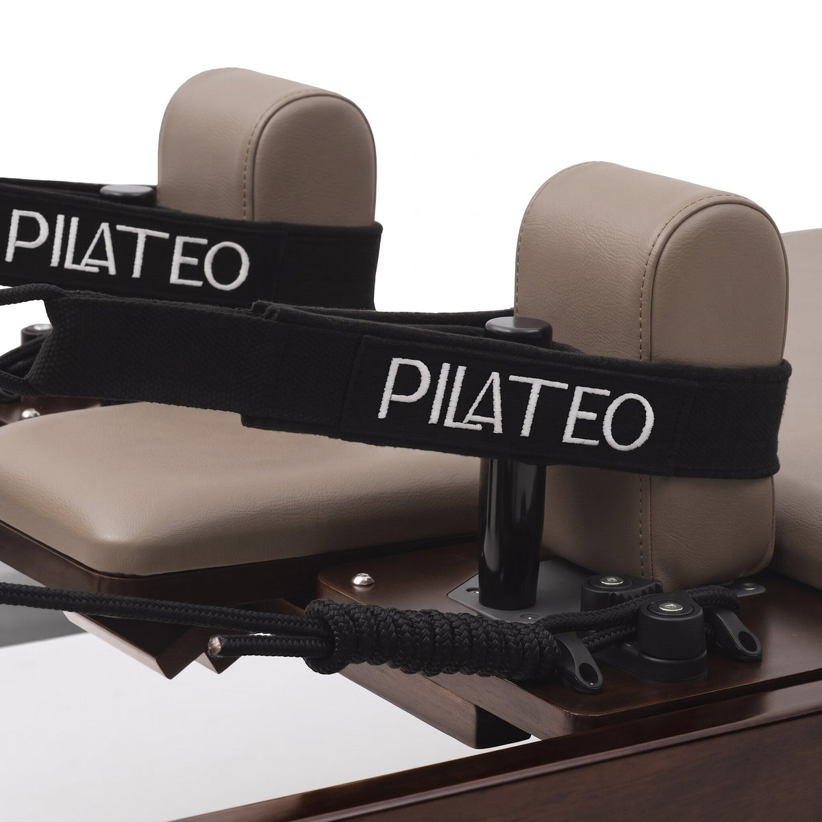 Pilates Reformer Studio Prestige, taupe upholstery – Pilateo straps