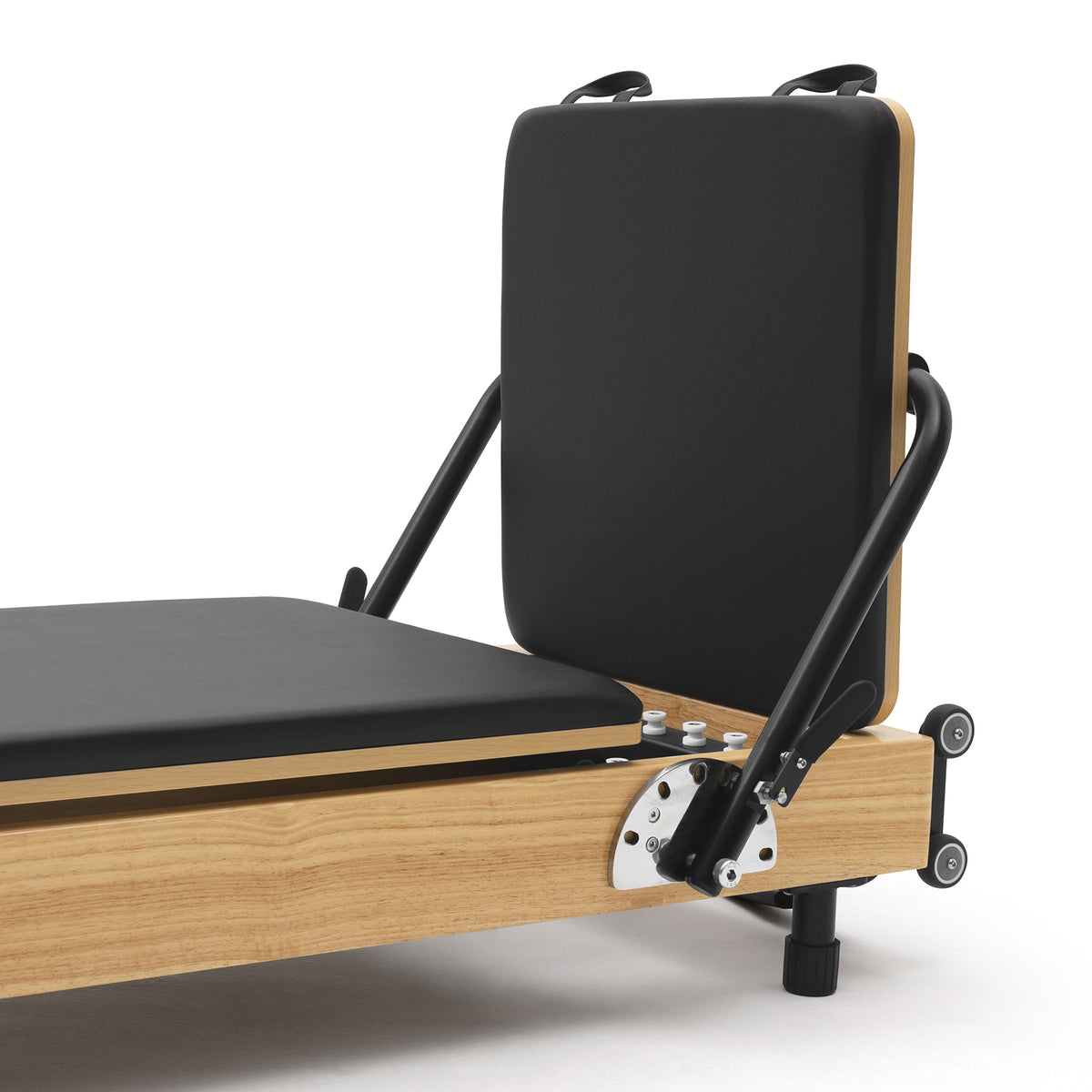 Foldable Pilates Reformer Flexi, light wood, black upholstery – jumpboard