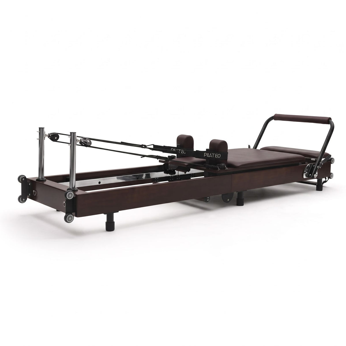 Foldable Pilates reformer Flexi espresso wine, 3/4 view