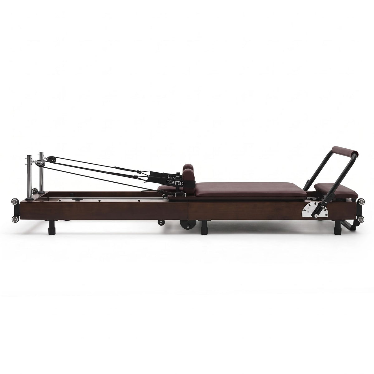 Foldable Pilates reformer Flexi espresso wine, side view