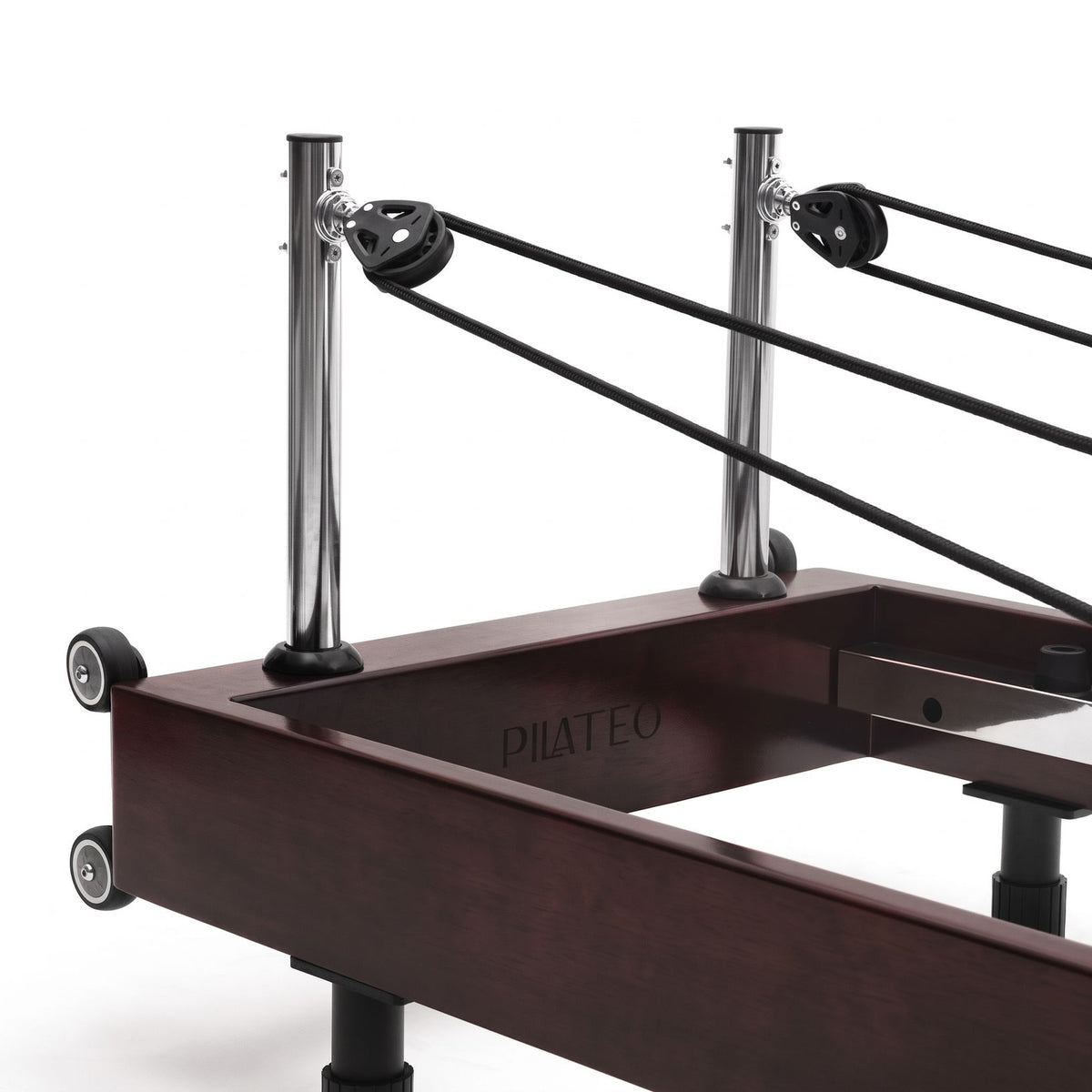 Foldable Pilates reformer Flexi espresso wine, pulley posts