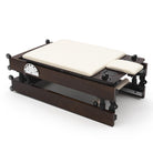 Foldable Pilates Reformer Flexi, dark wood, milky white upholstery – folded