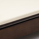 Foldable Pilates Reformer Flexi, dark wood, milky white upholstery – upholstery detail