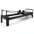Pilates reformer aluminum all black, 3/4 view