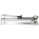 Pilates reformer aluminum gray blue, side view