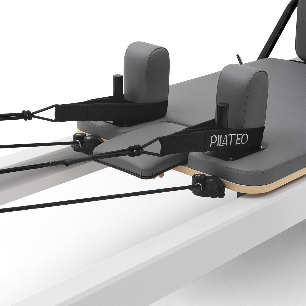 Pilates reformer aluminum gray blue, shoulder rests