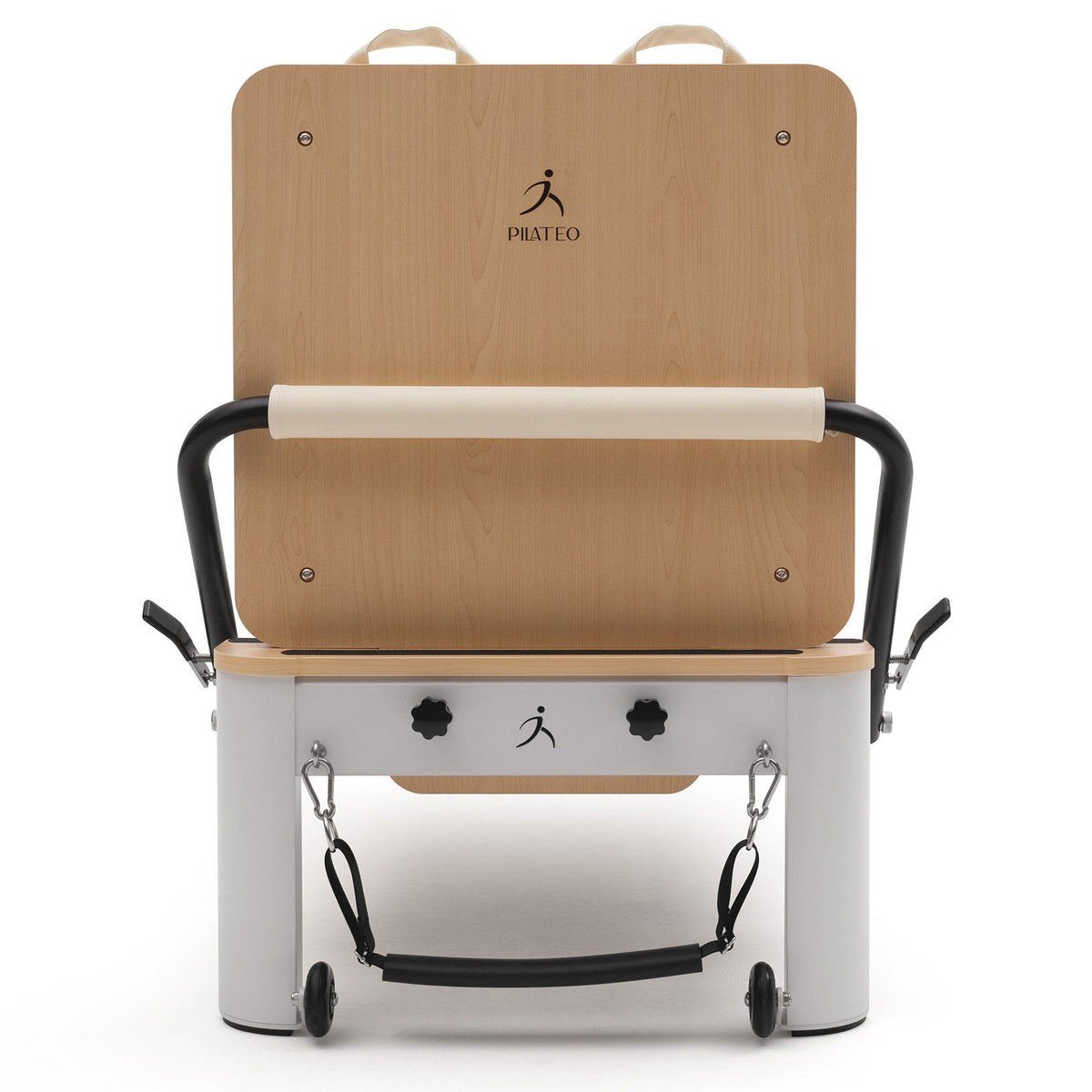 Pilates reformer aluminum milky white, front view