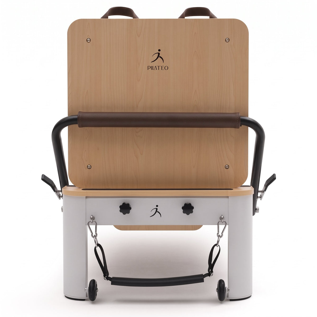 Pilates reformer aluminum mocha, front view