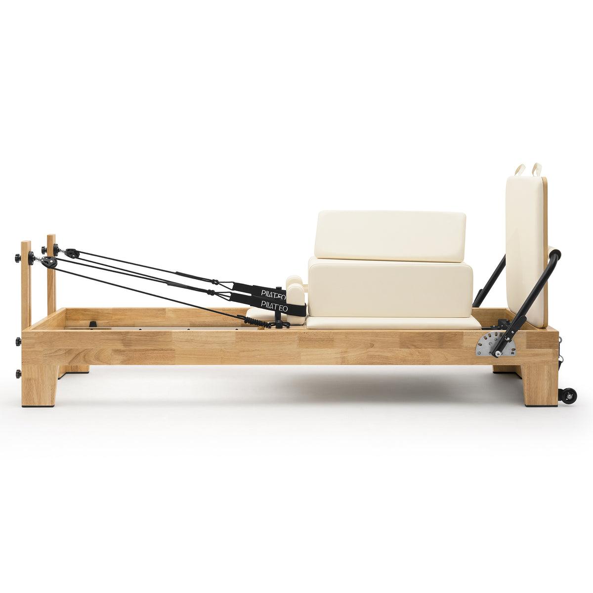 Pilates Reformer Classic Studio milky white with sitting box – side view