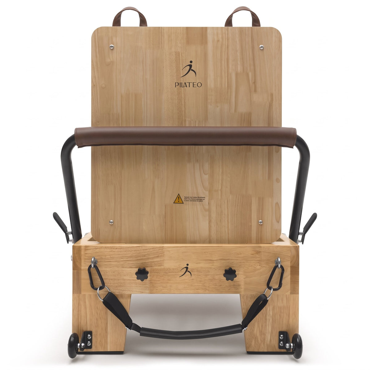 Pilates Reformer Classic Studio, mocha upholstery – front view with jumpboard