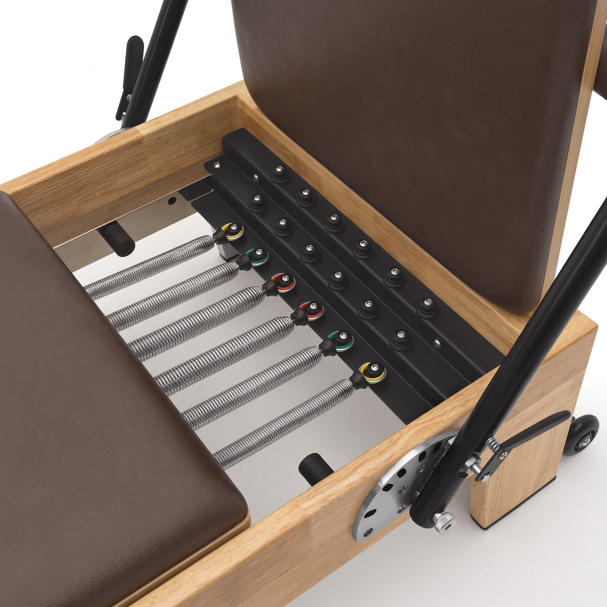 Pilates Reformer Classic Studio, mocha upholstery – colour-coded springs