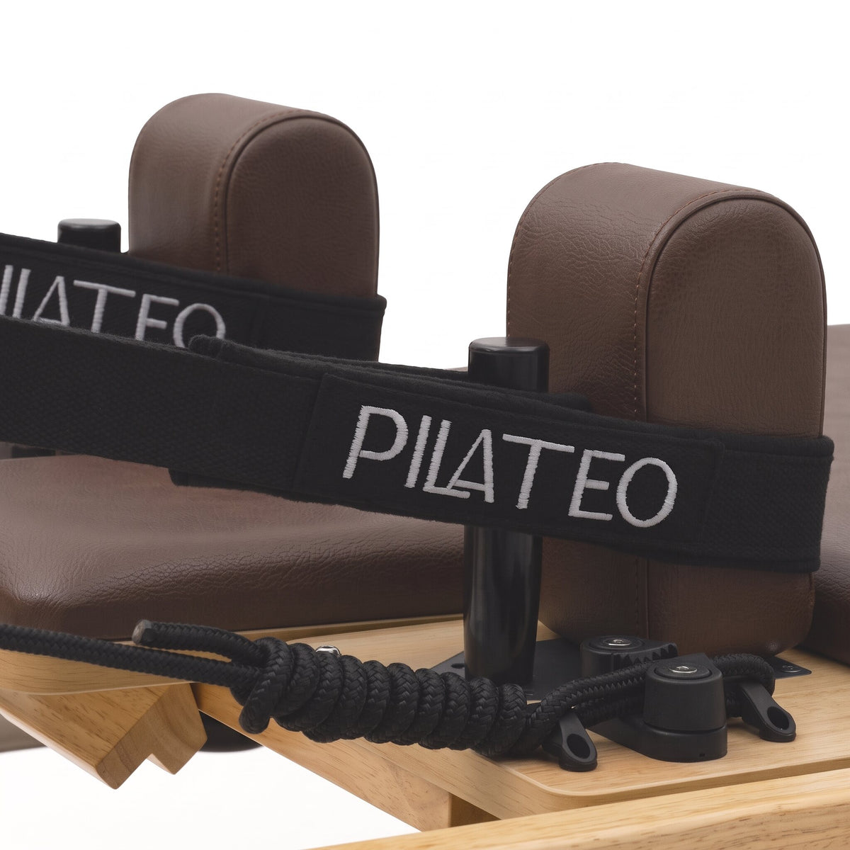 Pilates Reformer Classic Studio, mocha upholstery – Pilateo straps