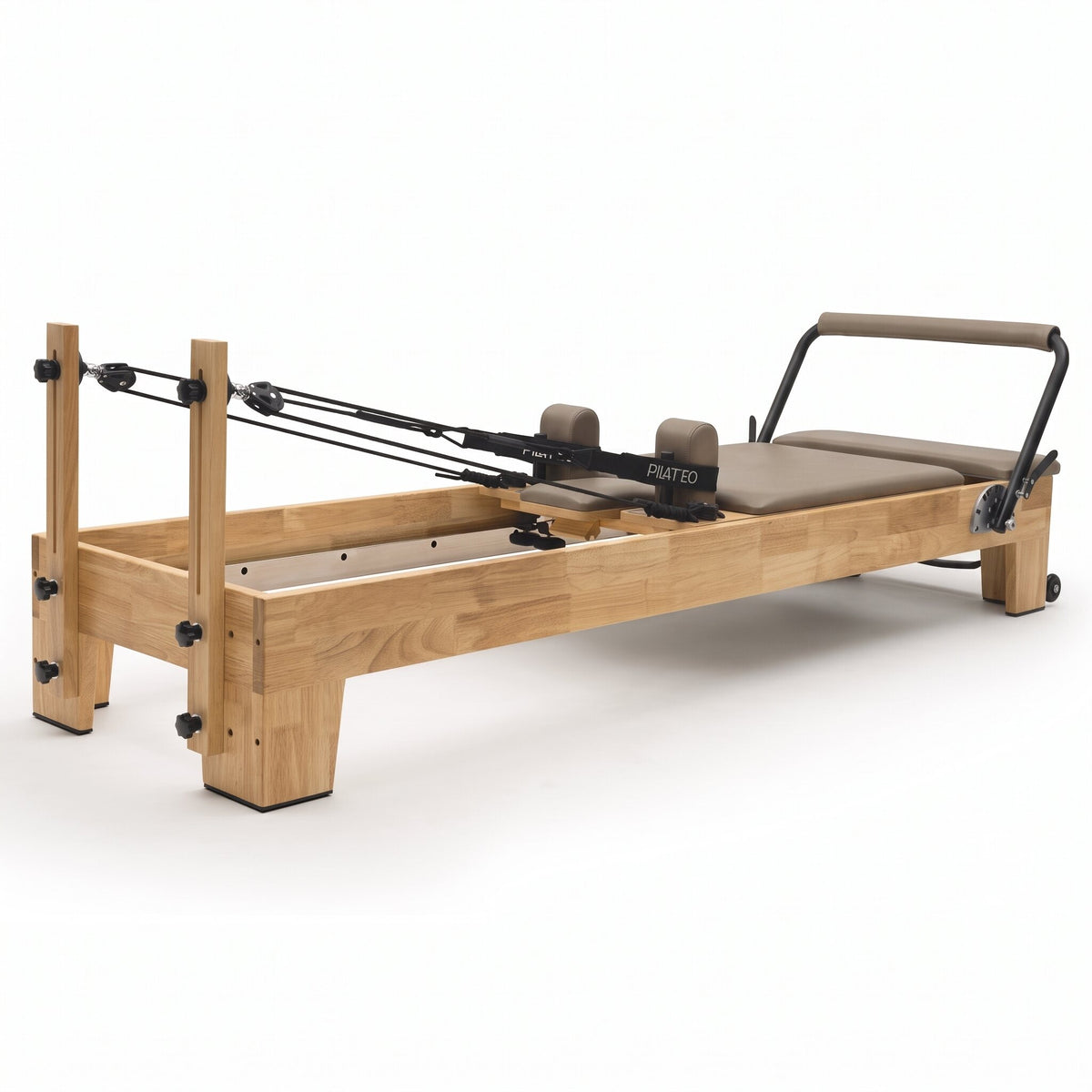 Pilates Reformer Classic Studio, taupe upholstery – 3/4 view