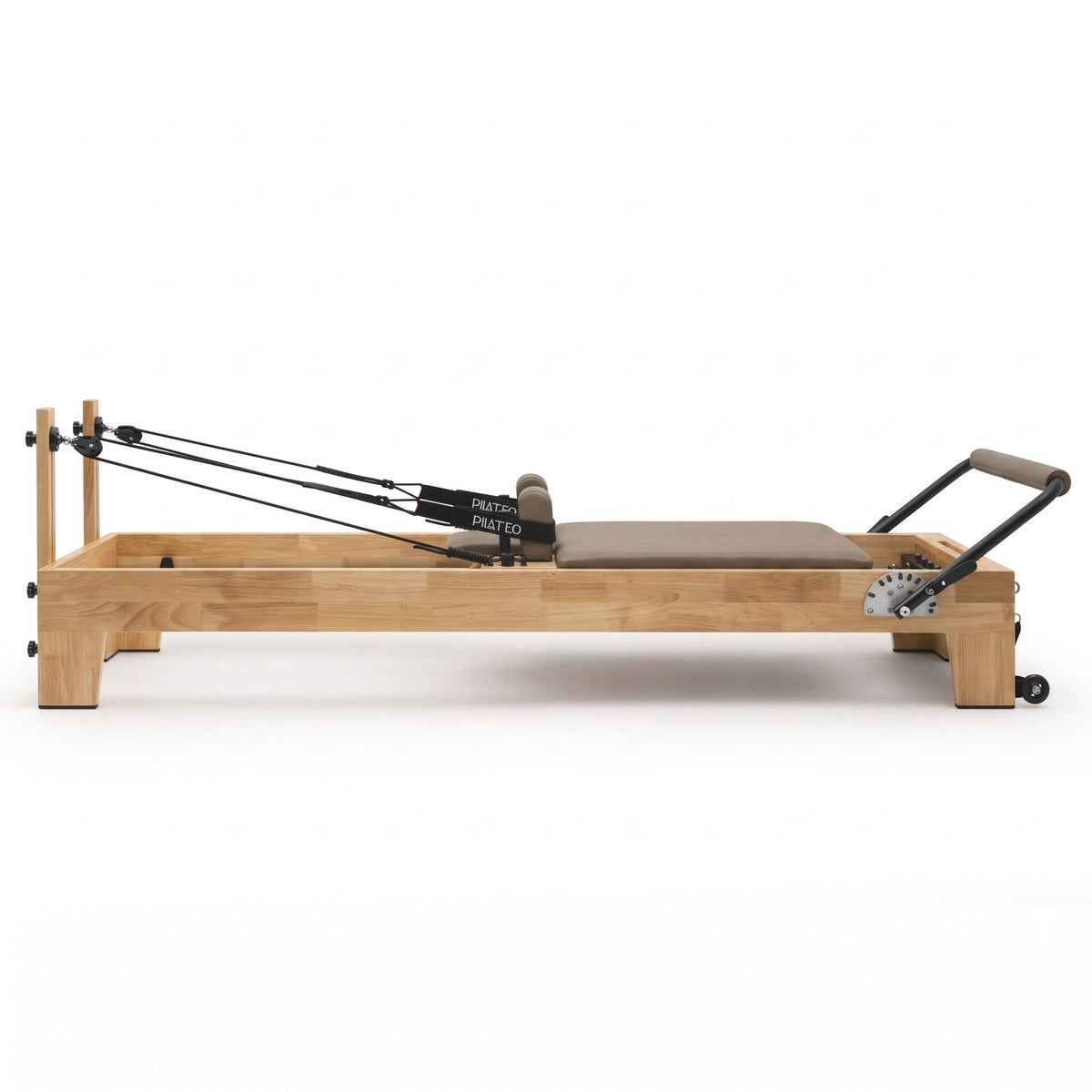 Pilates Reformer Classic Studio, taupe upholstery – side view