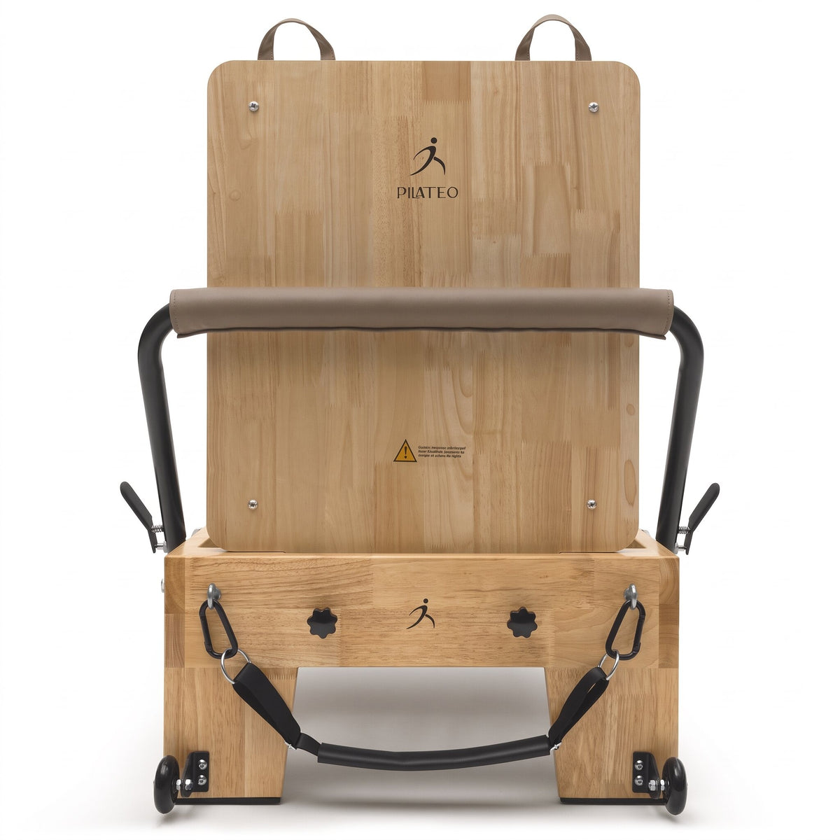 Pilates Reformer Classic Studio, taupe upholstery – front view with jumpboard