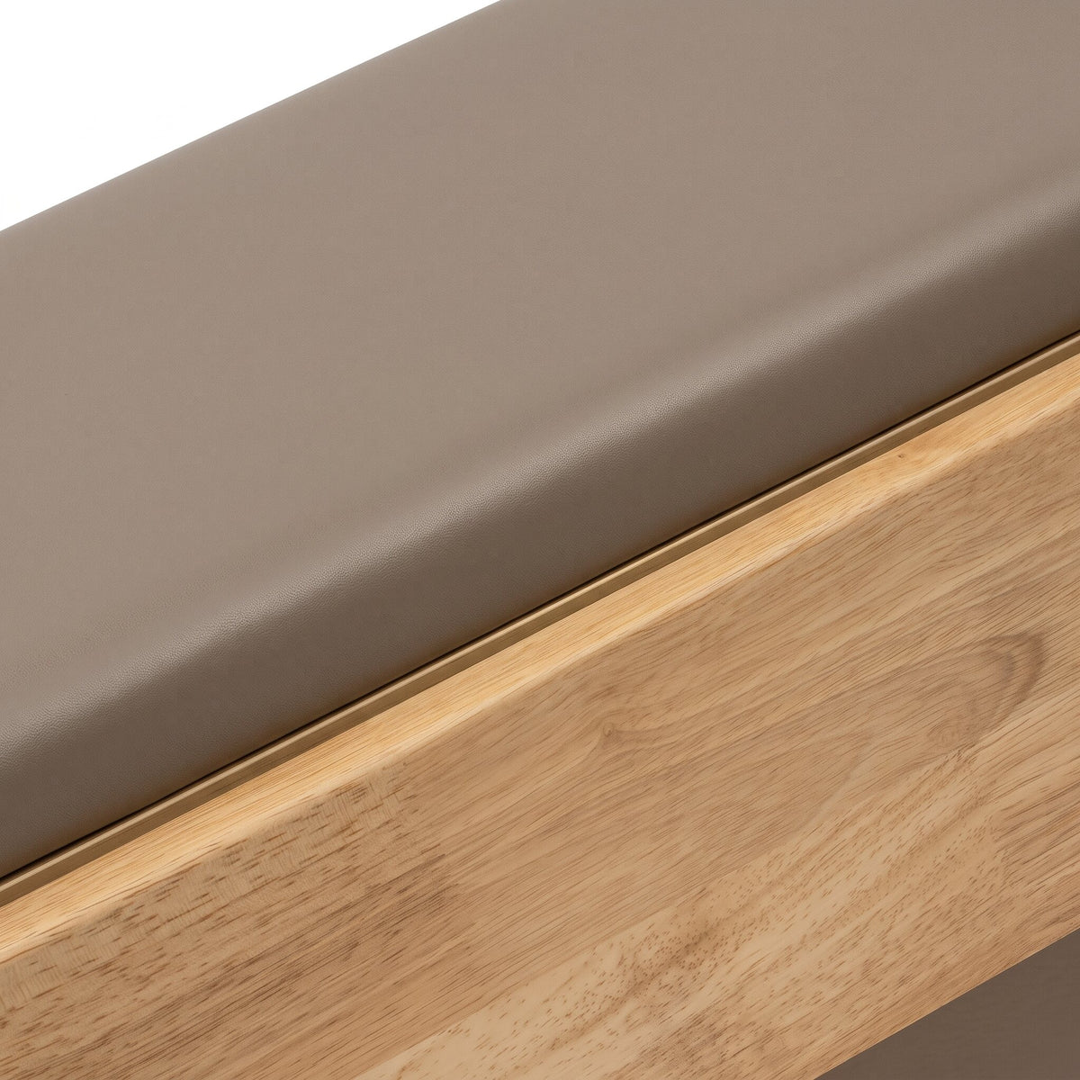Pilates Reformer Classic Studio, taupe upholstery – oak frame and vegan leather upholstery