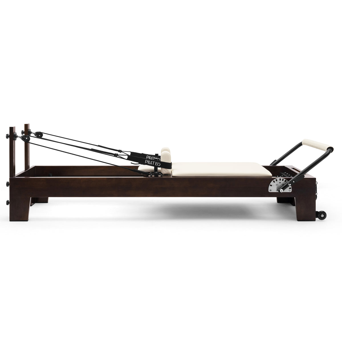 Pilates Reformer Studio Prestige, walnut and beige – side view