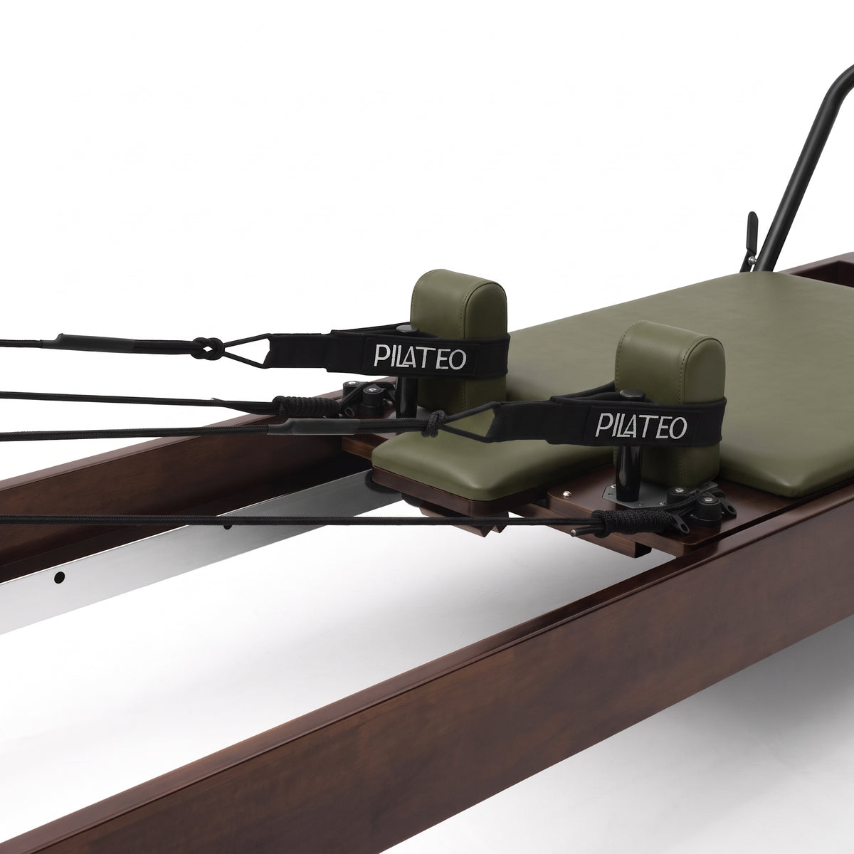 Pilates Reformer Studio Prestige, olive upholstery – shoulder rests and straps