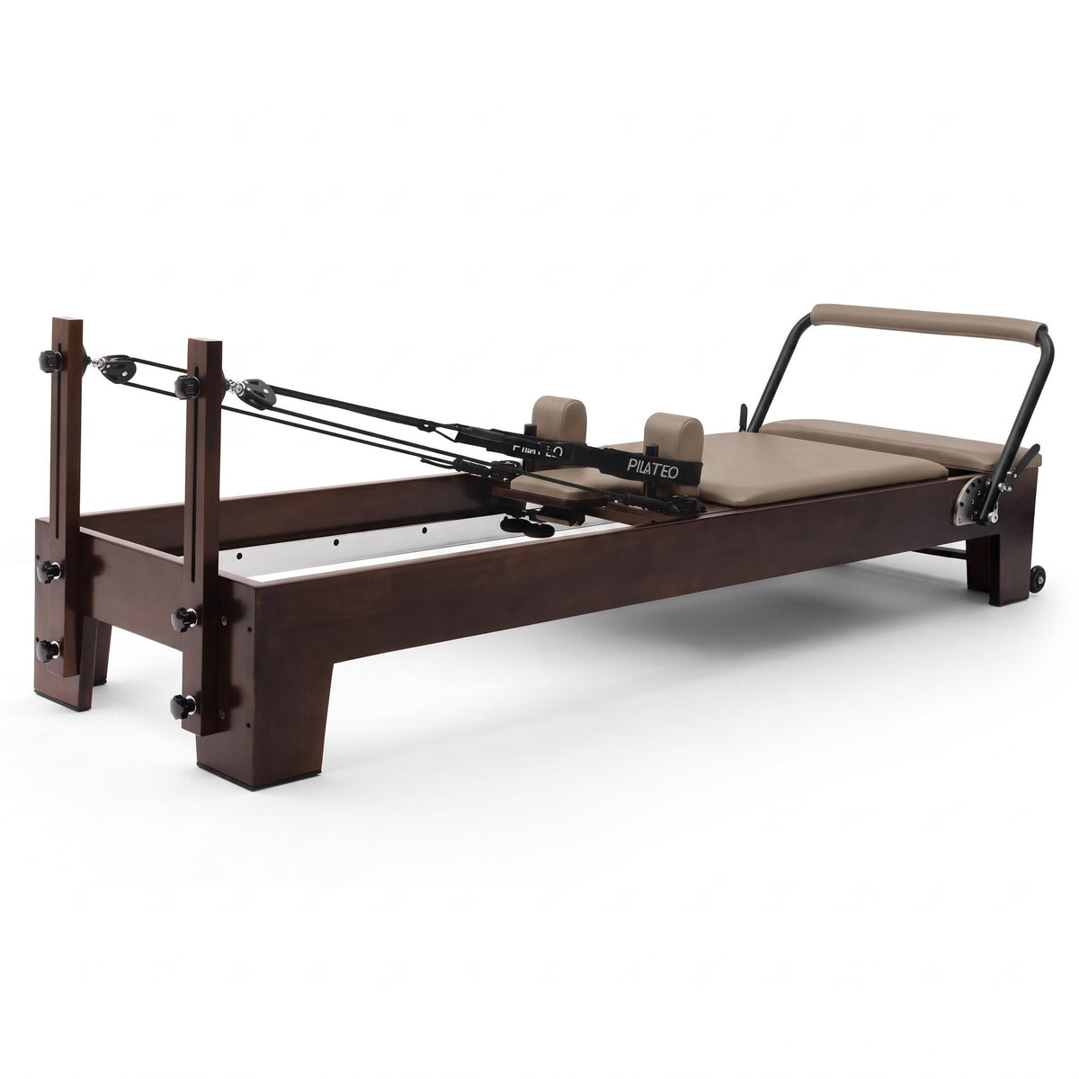 Pilates Reformer Studio Prestige, taupe upholstery – 3/4 view