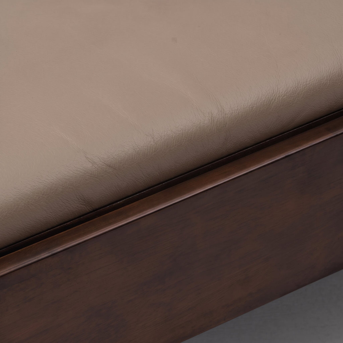 Pilates Reformer Studio Prestige, taupe upholstery – walnut frame and vegan leather upholstery