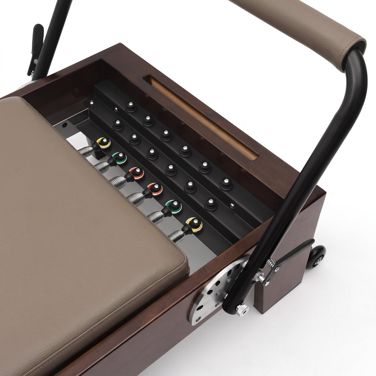 Pilates Reformer Studio Prestige, taupe upholstery – spring bar detail
