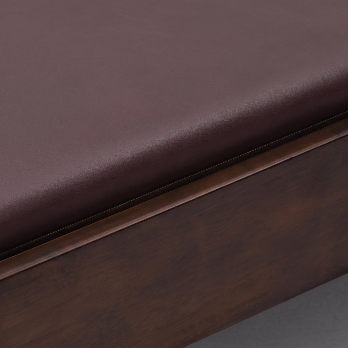 Pilates Reformer Studio Prestige, wine upholstery – walnut frame and vegan leather upholstery